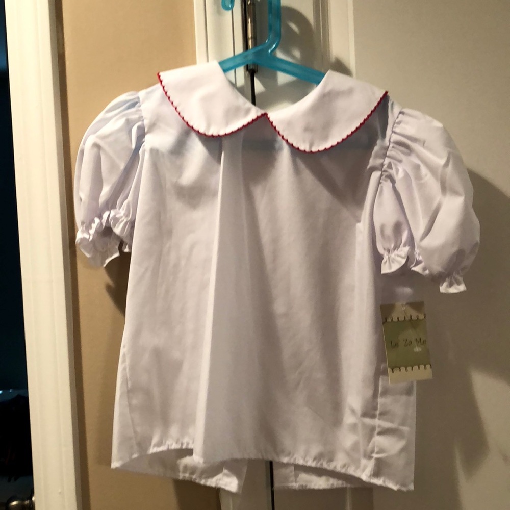 Girls White shirt w/ red trim